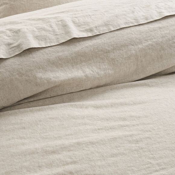 Pottery Barn European Flax Linen Cotton Duvet Cover Full Queen Oatmeal Tan NEW - Picture 2 of 5